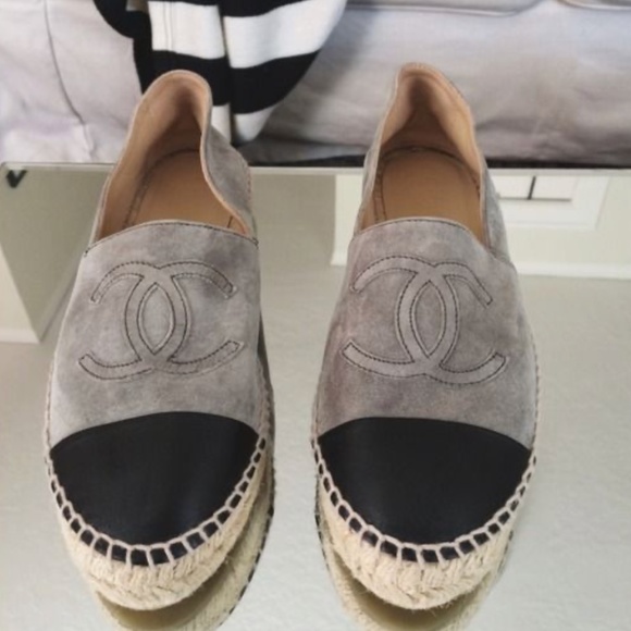CHANEL Shoes - CHANEL Grey/Black Suede and Leather CC Cap